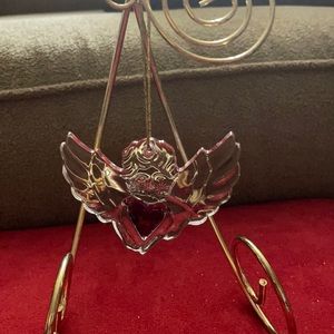 Galway Irish Crystal Angel w/ Red Heart Ornament!